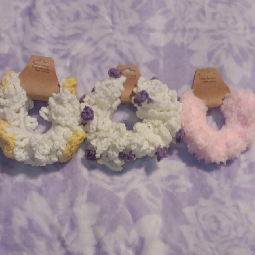 Handmade Crochet Scrunchies Set